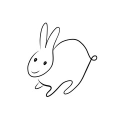 Bunny rabbit line art icon. Abstract outline rabbit. Hand drawn style. Vector illustration isolated on white background.