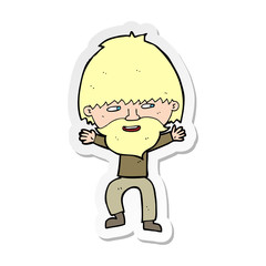 sticker of a cartoon happy man with beard