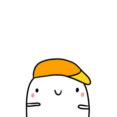 Wool orange cao on cute marshmallow hand drawn illustration