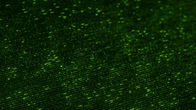 Green CRYPTO word made with flying luminescent particles. Information technology related loopable 3D animation
