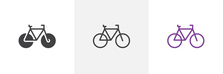 Fototapeta premium Bike, Bicycle icon. Line, glyph and filled outline colorful version, outline and filled vector sign. Cycling symbol, logo illustration. Different style icons set. Pixel perfect vector graphics