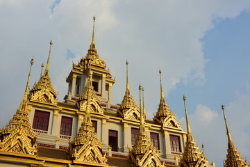 Fototapeta premium A beautiful temple with clear sky in Thailand. Temple was built in many years ago with unique Thai style