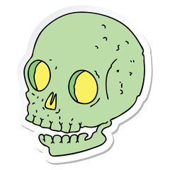 sticker of a quirky hand drawn cartoon skull