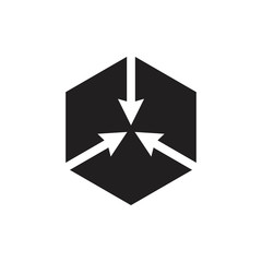 hexagonal center arrows logo vector