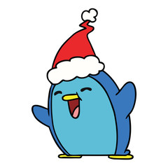 christmas cartoon of kawaii penguin