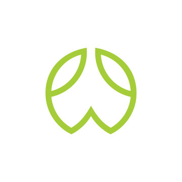 Letter W Leaf Geometric Logo Vector