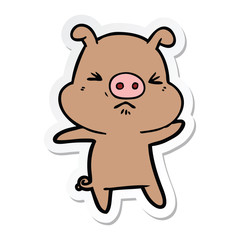 sticker of a cartoon angry pig