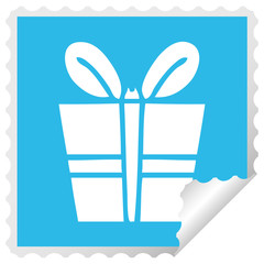 quirky square peeling sticker cartoon present