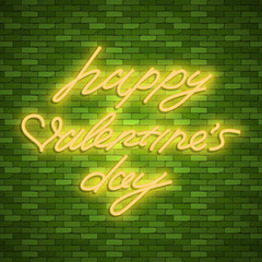 Obraz premium Happy Valentines Day. Neon. Vector stock images