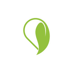 simple circle geometric curves green leaf logo vector