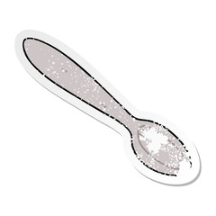 distressed sticker of a quirky hand drawn cartoon spoon