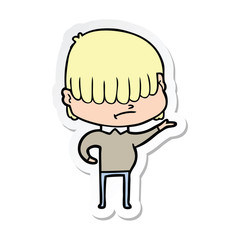 Obraz premium sticker of a cartoon boy with untidy hair