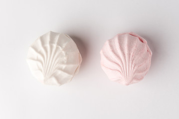 Marshmallow on gray background.