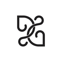 letters ds linked curves line loop design logo