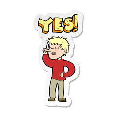 sticker of a cartoon man saying yes