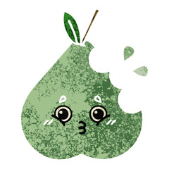 retro illustration style cartoon pear
