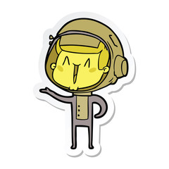 sticker of a happy cartoon astronaut