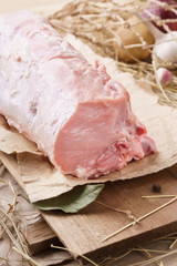 Raw pork meat - carbonade. Fresh organic meat and ingredients.
