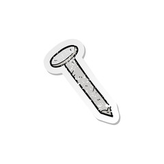 retro distressed sticker of a cartoon nail
