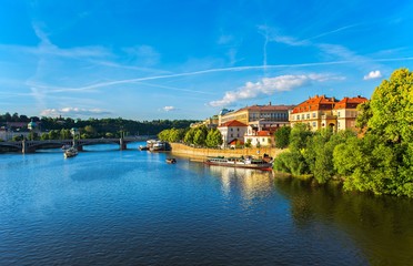 Fototapeta na wymiar Prague and vltava river view background