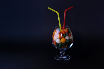 candy, glass, food, background, white, bowl, jar, chocolate, colorful, isolated, delicious, fruit, candies, sugar, green, bonbon, red, closeup, dessert, confectionery, color, jelly, yellow, orange, no