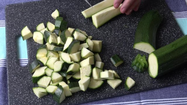 Fresh sliced zucchini ready for cooking