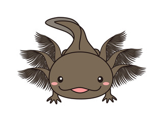 ウーパールーパー　イラスト　ブラック