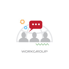 workgroup management business team global speech communication leadership work group meeting concept line style white background