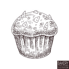 bakery product isolated on white background. Hand drawn bread food illustration. Sketch vintage objects for label, icon, packaging.