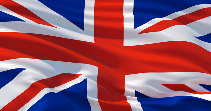 Flag of Britain on silk, 3d illustration