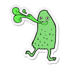 sticker of a cartoon funny slime monster