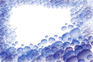 Colorful blue frame, bubbles, isolated design element.
