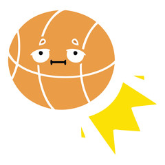 flat color retro cartoon basketball