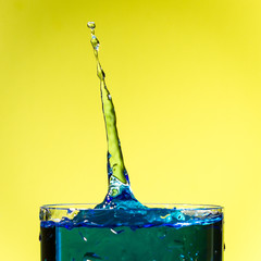 blue and yellow water droplet splash