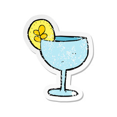 retro distressed sticker of a cartoon cocktail
