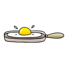 quirky gradient shaded cartoon fried egg in frying pan