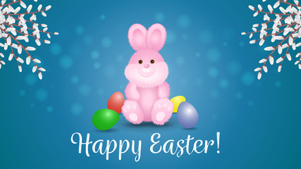 Fototapeta na wymiar Gift Easter eggs and candle. Vector Easter greeting banner.