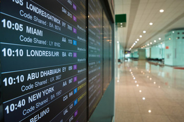 Fototapeta premium Airport board departures announces the next flights