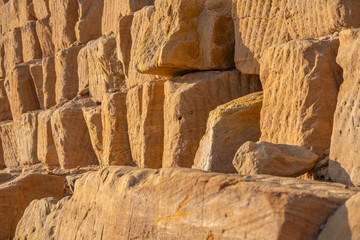 Close-up of the sandstones used to build the pyramids of the black pharaohs in Sudan, abstract