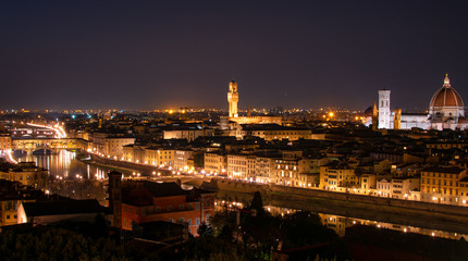 Fototapeta na wymiar florence,tuscany/Italy 20 february 2019 :panoramic view of florence from michelangelo square at night
