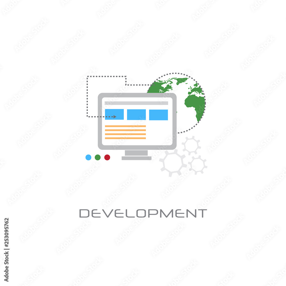 Poster computer programming software development concept line style white background