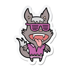 sticker of a cartoon super cool werewolf