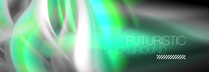 Fluid colors mixing glowing neon wave background, holographic texture