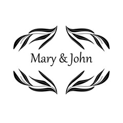 Flower set. Herbarium. Beautiful design element for invitations to the wedding, birthday. For postcard design. The black. Hand drawing. Frame.