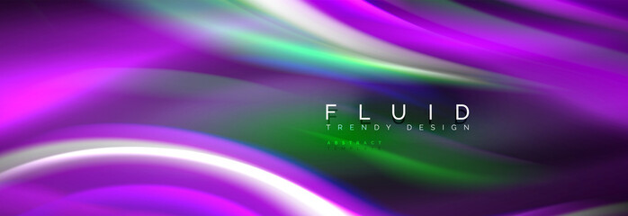 Fluid color neon wave lines background, neon liquid color futuristic paint template