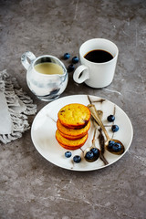 Freshly baked blueberry muffins