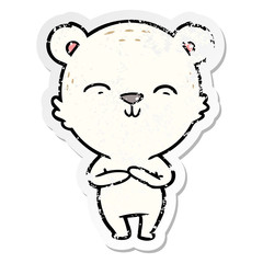 Obraz premium distressed sticker of a happy cartoon bear