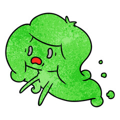 textured cartoon of kawaii scary ghost
