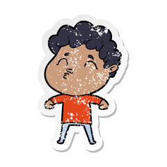 Fototapeta premium distressed sticker of a cartoon man pouting