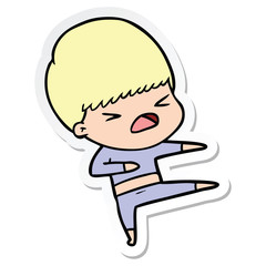 sticker of a cartoon stressed man